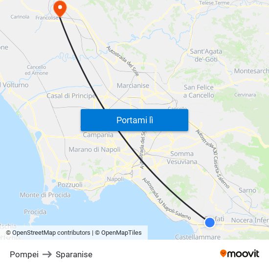 Pompei to Sparanise map