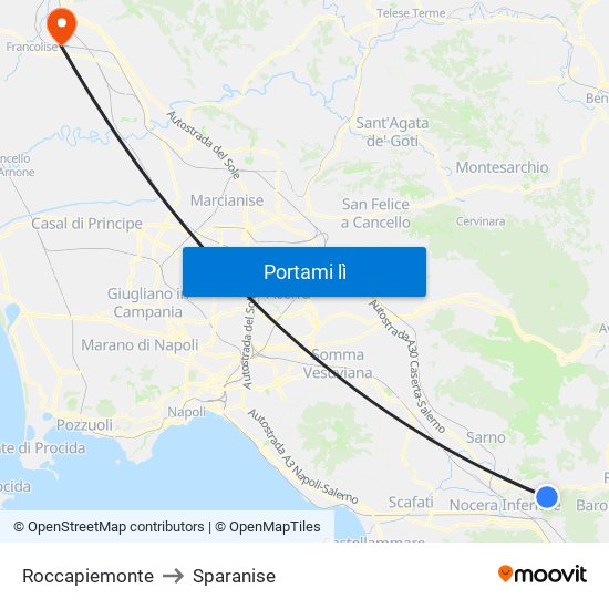 Roccapiemonte to Sparanise map