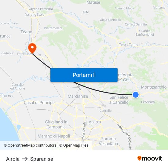 Airola to Sparanise map
