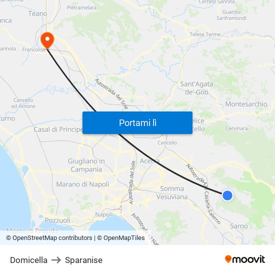 Domicella to Sparanise map