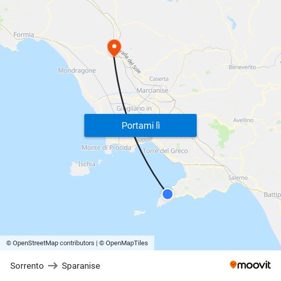 Sorrento to Sparanise map