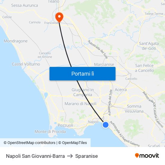 Napoli San Giovanni-Barra to Sparanise map