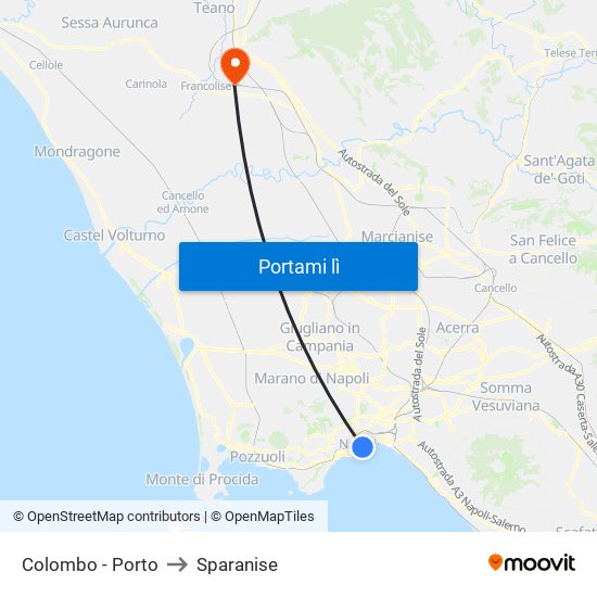 Colombo - Porto to Sparanise map