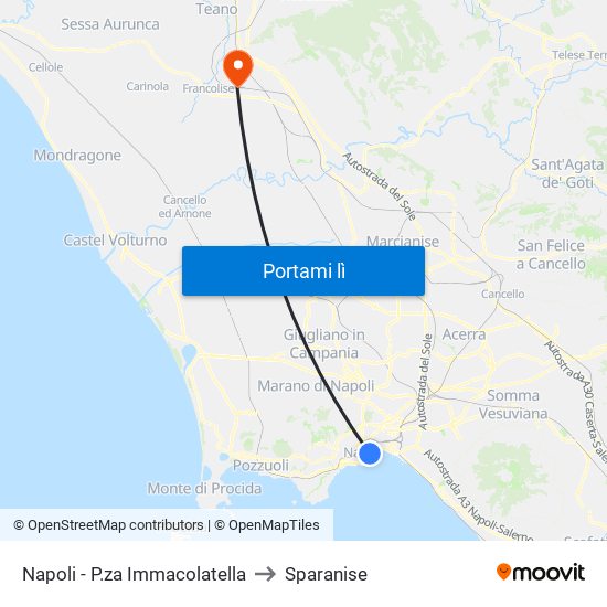 Napoli - P.za Immacolatella to Sparanise map