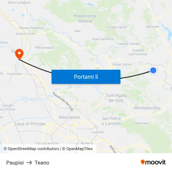 Paupisi to Teano map