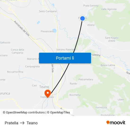 Pratella to Teano map