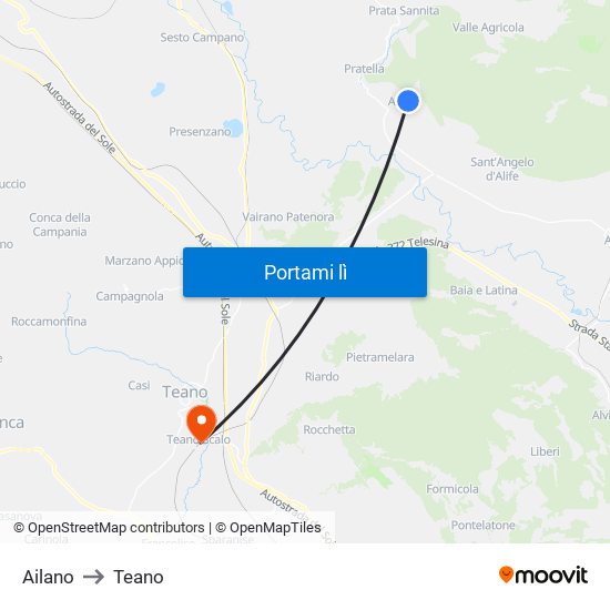 Ailano to Teano map