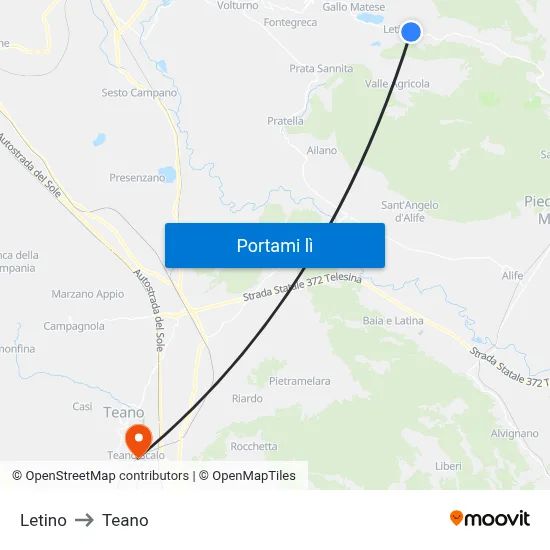 Letino to Teano map
