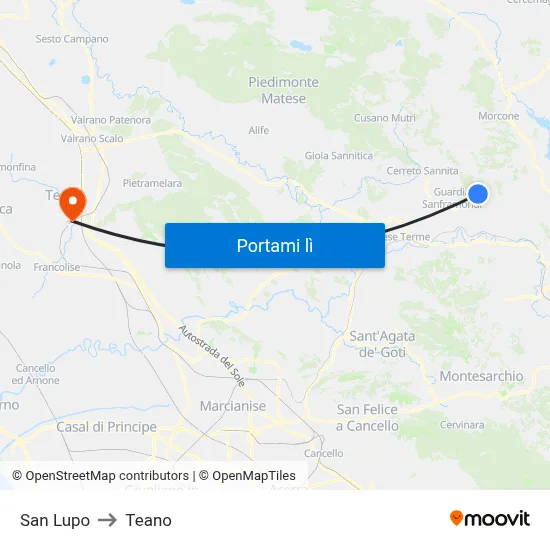San Lupo to Teano map