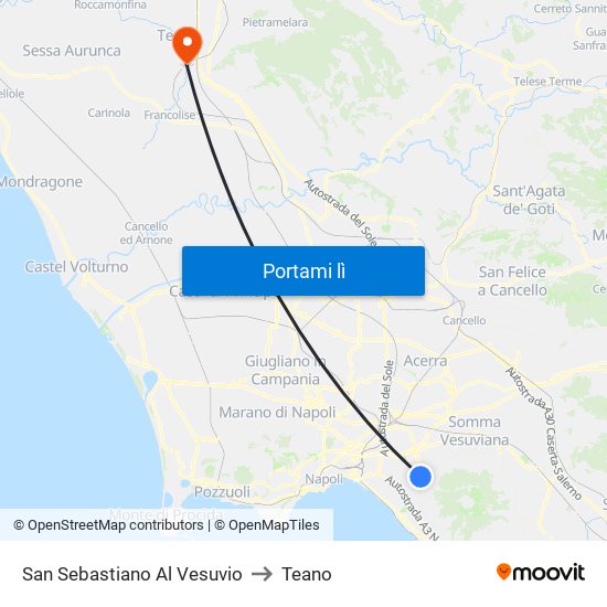 San Sebastiano Al Vesuvio to Teano map