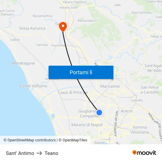 Sant' Antimo to Teano map