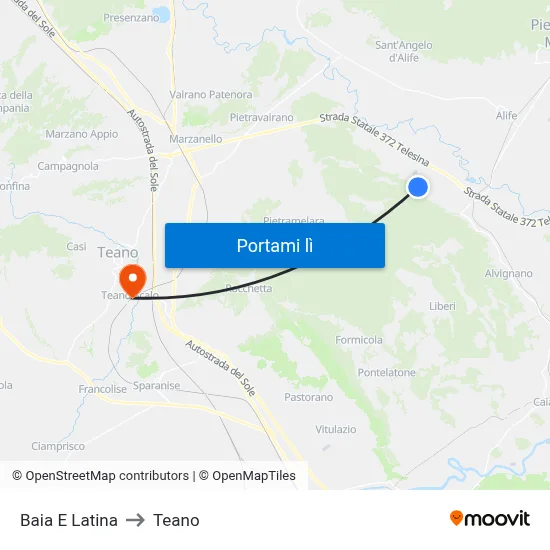 Baia E Latina to Teano map