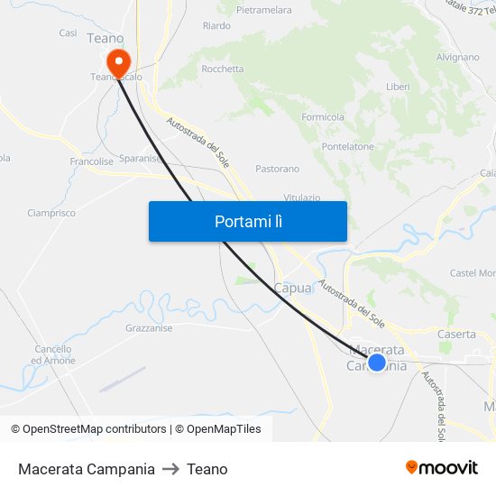 Macerata Campania to Teano map