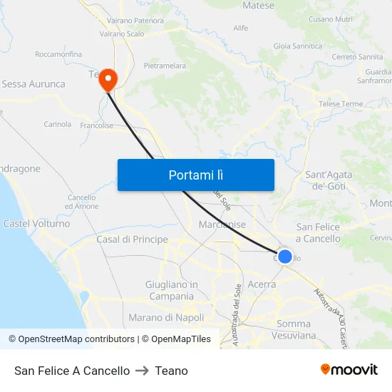 San Felice A Cancello to Teano map