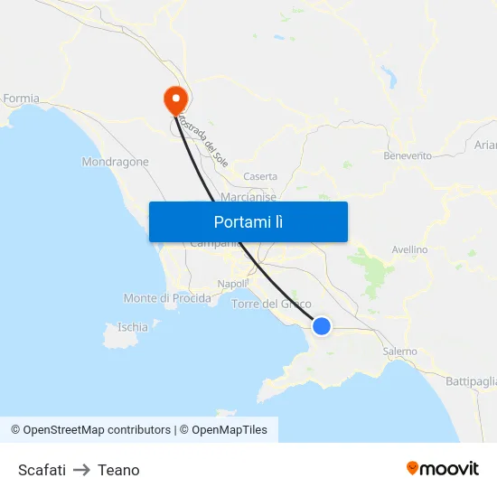 Scafati to Teano map