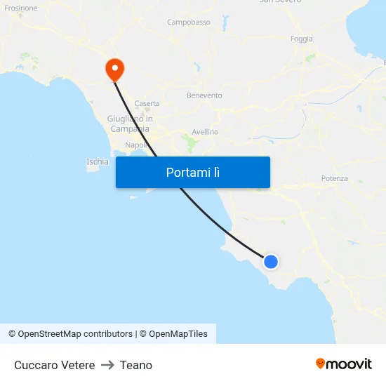 Cuccaro Vetere to Teano map