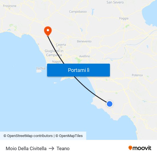 Moio Della Civitella to Teano map