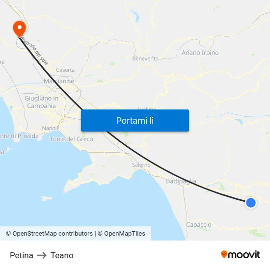 Petina to Teano map