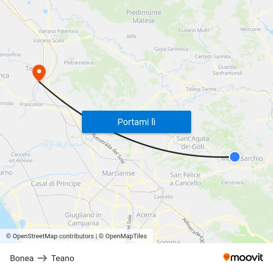 Bonea to Teano map