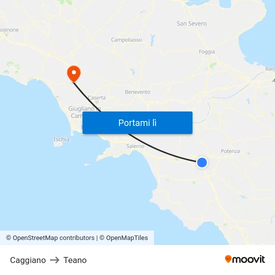 Caggiano to Teano map
