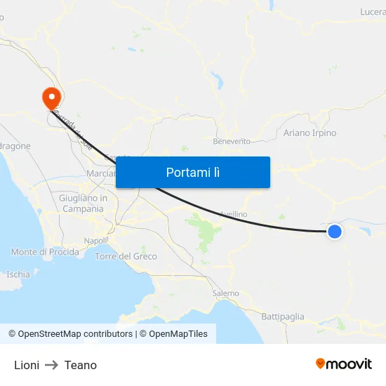 Lioni to Teano map