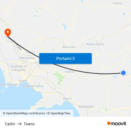 Calitri to Teano map