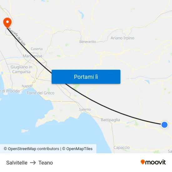 Salvitelle to Teano map