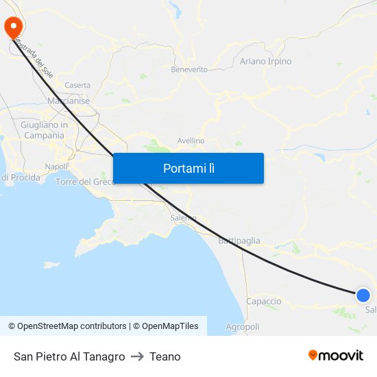 San Pietro Al Tanagro to Teano map