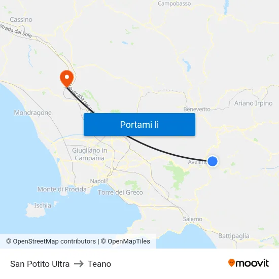 San Potito Ultra to Teano map