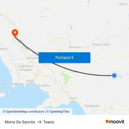 Morra De Sanctis to Teano map