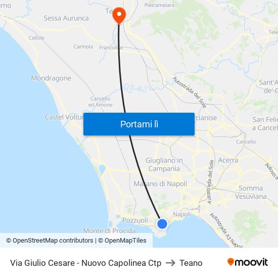 Via Giulio Cesare - Nuovo Capolinea Ctp to Teano map