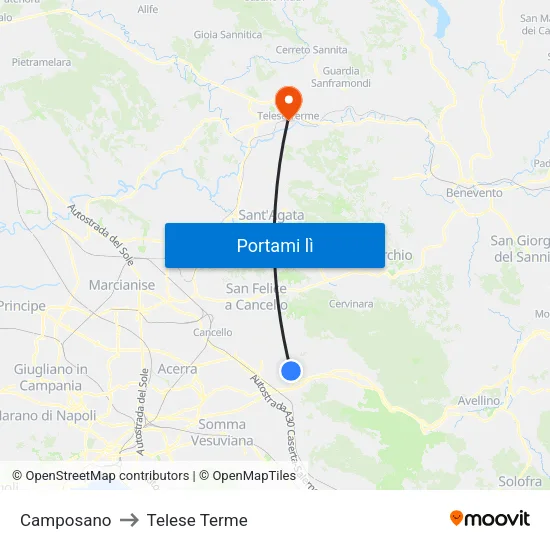 Camposano to Telese Terme map