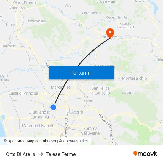 Orta Di Atella to Telese Terme map