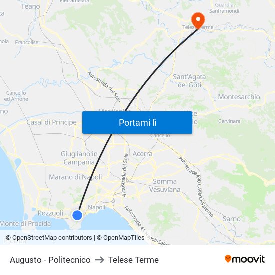 Augusto - Politecnico to Telese Terme map