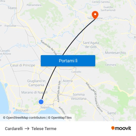 Cardarelli to Telese Terme map