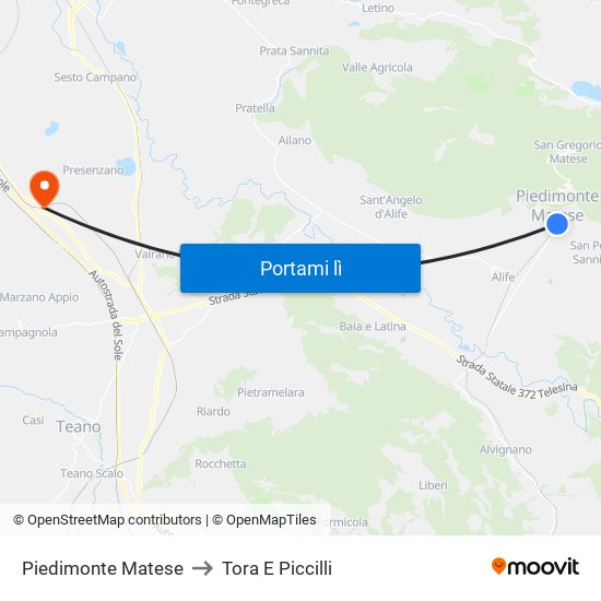 Piedimonte Matese to Tora E Piccilli map
