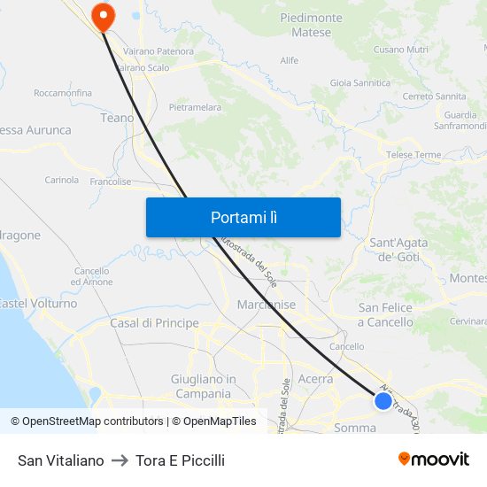 San Vitaliano to Tora E Piccilli map