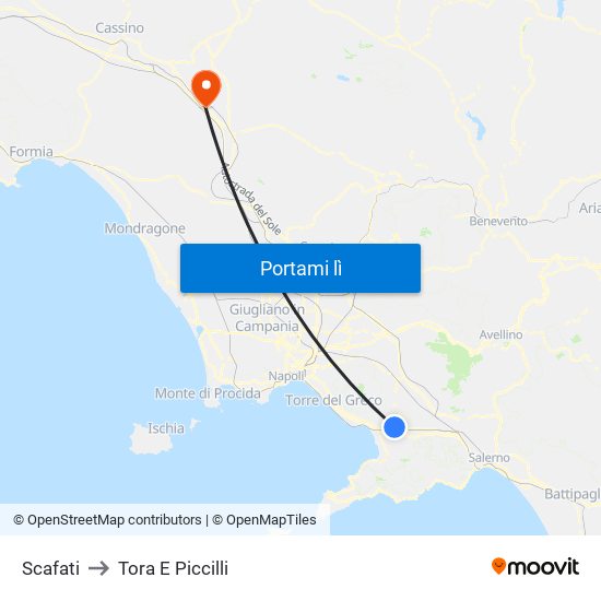 Scafati to Tora E Piccilli map