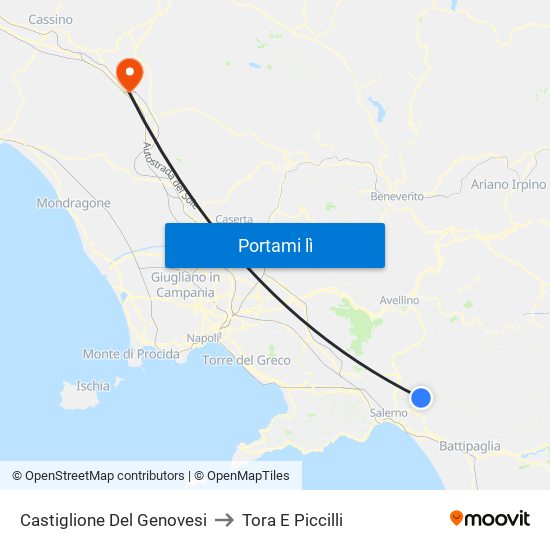 Castiglione Del Genovesi to Tora E Piccilli map