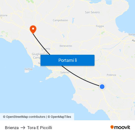 Brienza to Tora E Piccilli map