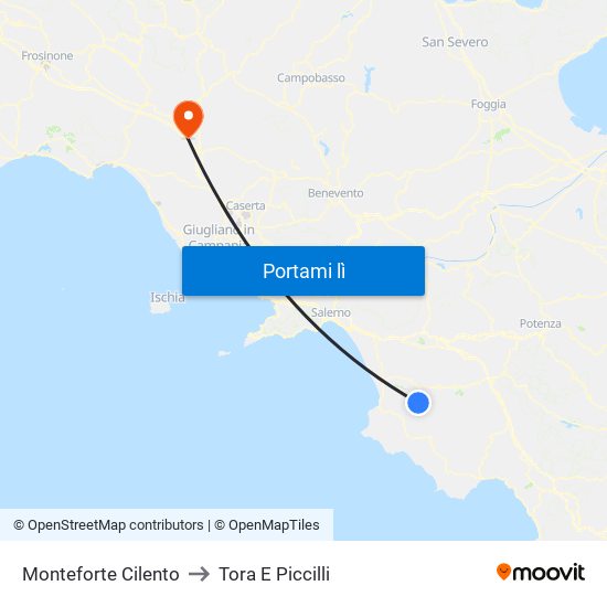 Monteforte Cilento to Tora E Piccilli map