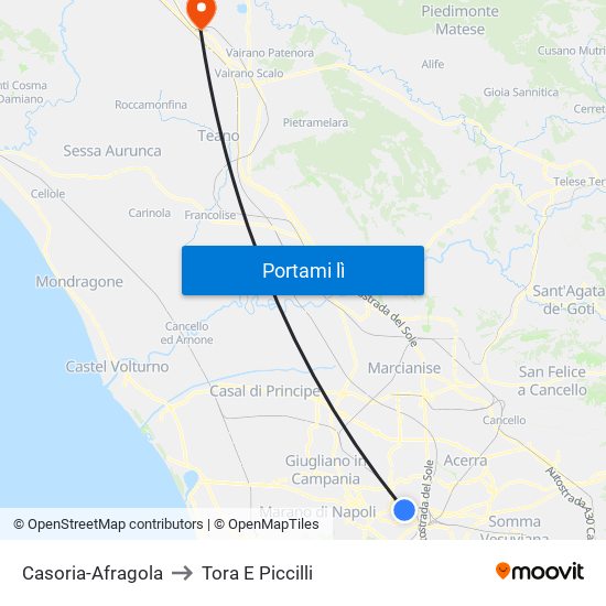 Casoria-Afragola to Tora E Piccilli map