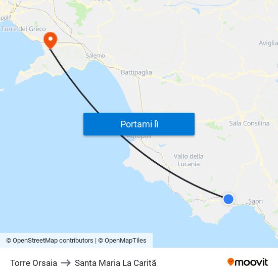 Torre Orsaia to Santa Maria La Caritã map