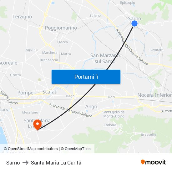 Sarno to Santa Maria La Caritã map