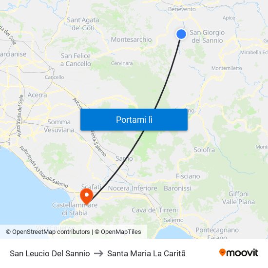 San Leucio Del Sannio to Santa Maria La Caritã map