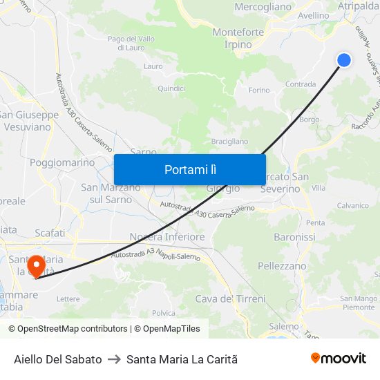 Aiello Del Sabato to Santa Maria La Caritã map
