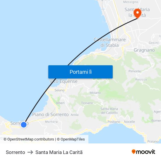 Sorrento to Santa Maria La Caritã map