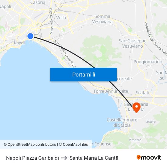 Napoli Piazza Garibaldi to Santa Maria La Caritã map