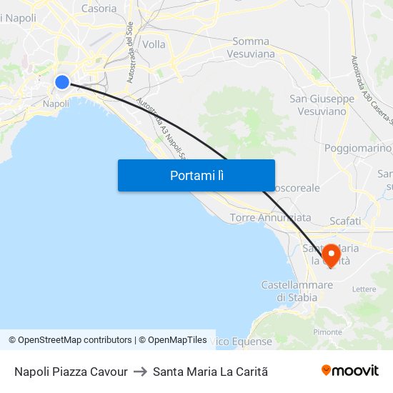 Napoli Piazza Cavour to Santa Maria La Caritã map