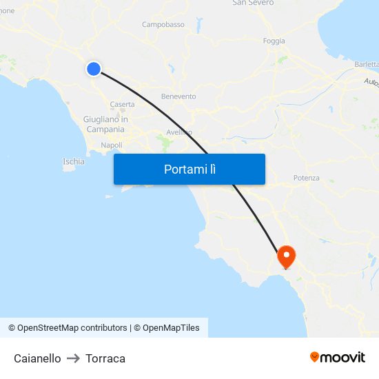 Caianello to Torraca map